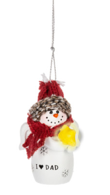 Ganz Snow Angel Ornament w/Glow in Dark Star ''I Love (Heart) Dad '' 2 1/2'' x 1''