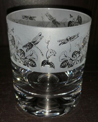 Animo Glas - Sandgestrahlt Frieze Whisky Whiskey Tumbler Glas - Libelle