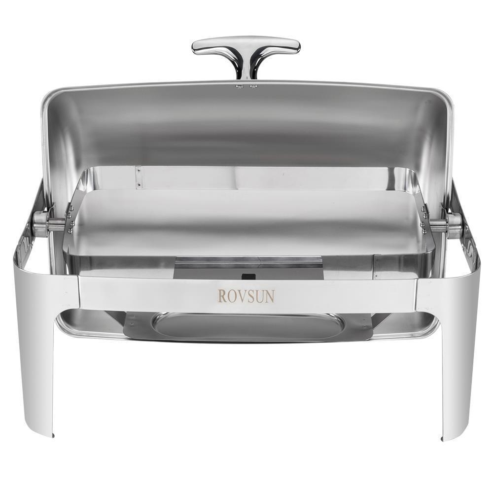 9 Quart Roll Top Stainless Steel Chafer with Food Pan, Water Pan and Fuel Holder eBay