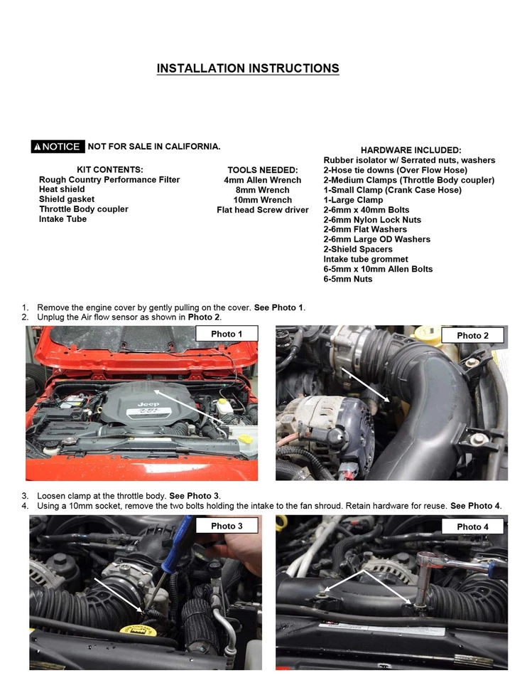Entrada de aire frío + protector térmico para Jeep Wrangler JK 2018 Wrangler 2012-2017 3,6 L Foto 3 de 4