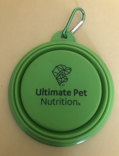 Ultimate Pet Nutrition Collapsible Bowl Green Plastic Metal Clip 2 inch Depth