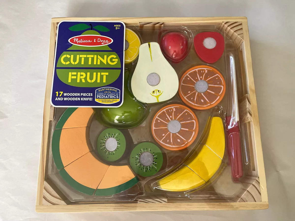Melissa Doug Cutting Fruit Playset 17 Wooden Pieces plus Wooden