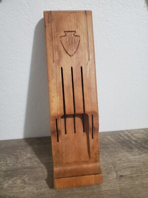 Vintage Ekco Flint Solid Walnut Wood Knife Block Holder Wall Mount  Made in USA