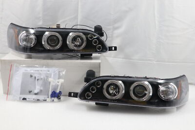Black Fits~1993~94-1997~Toyota Corolla LED Halo Projector Headlights Left+Right