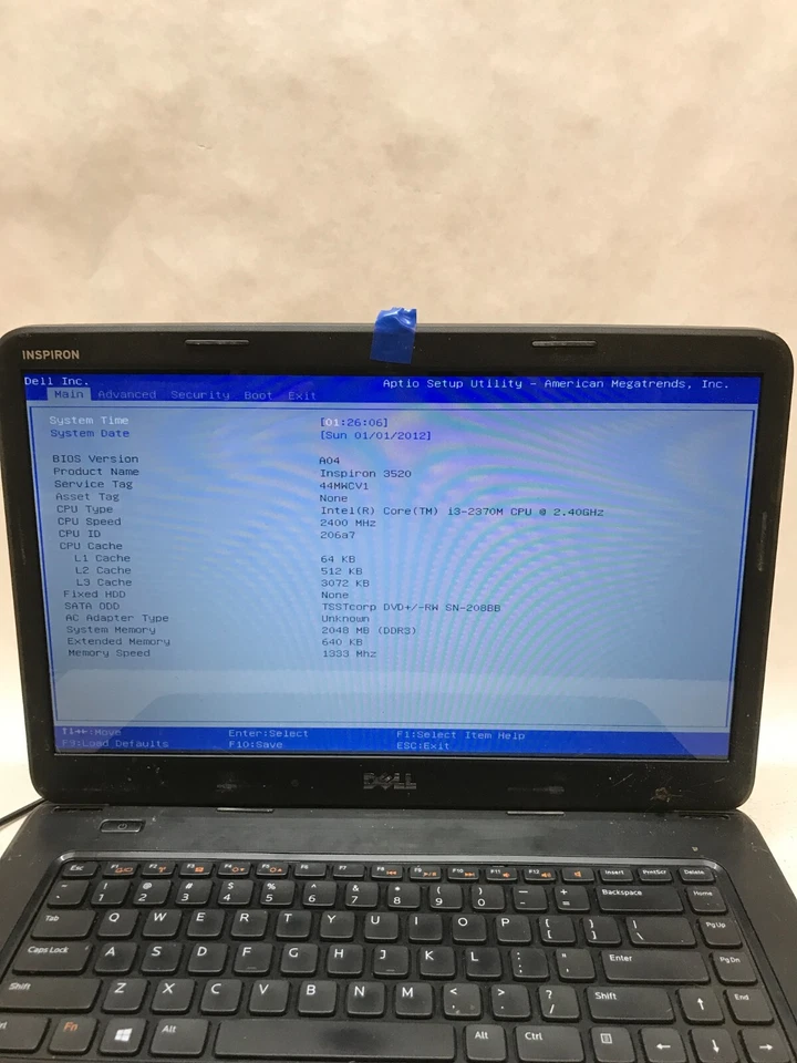 Dell Inspiron 3520 15" Intel Core i3-2370M 2.4GHz 2GB RAM NO HDD/OS For Parts DW - Image 2 of 4