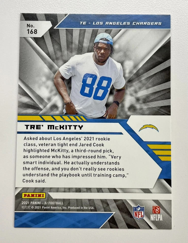 2021 Panini XR Football Tre' McKitty Orange Rookie #/49 RC ⚡️ Chargers - Image 2 of 2
