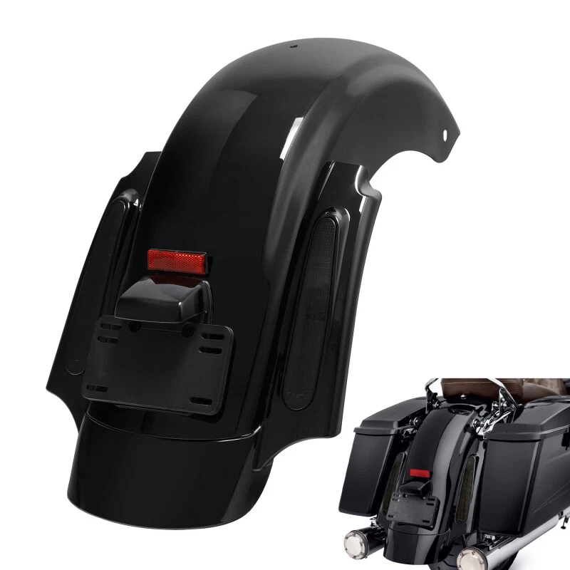 Sistema de guardabarros trasero negro vivo con luz LED apto para Harley Road Glide 2009-2013 Foto 4 de 4