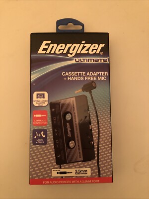 Energizer Ultimate Cassette Adapter +Hands free Mic & Push Button Controls
