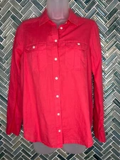 WOMENS EXPRESS MELON PINK BUTTON FRONT LONG SLEEVE LINEN BLEND AIRY SHIRT XS