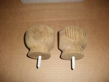 Vintage Weathered Wood Staircase Newel Post Finial Cap Topper - 2 pcs. 3.5"tall