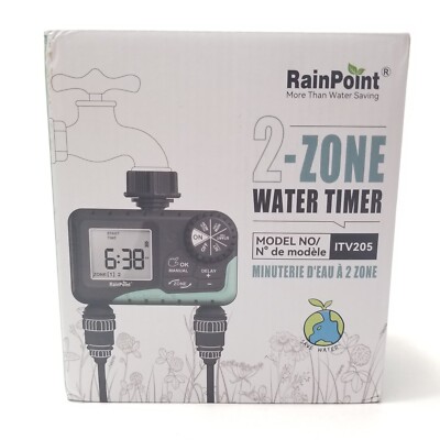 RAINPOINT Water Timer for Garden Hose - 2 Zone Sprinkler Timer with Rain Delay
