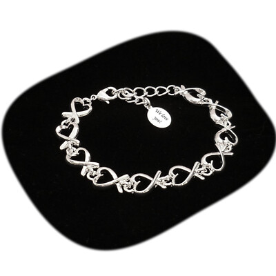 Bracelet Argent Chaîne De Cœurs - Neuf Avec Étiquettes - Envoi Immédiat De France