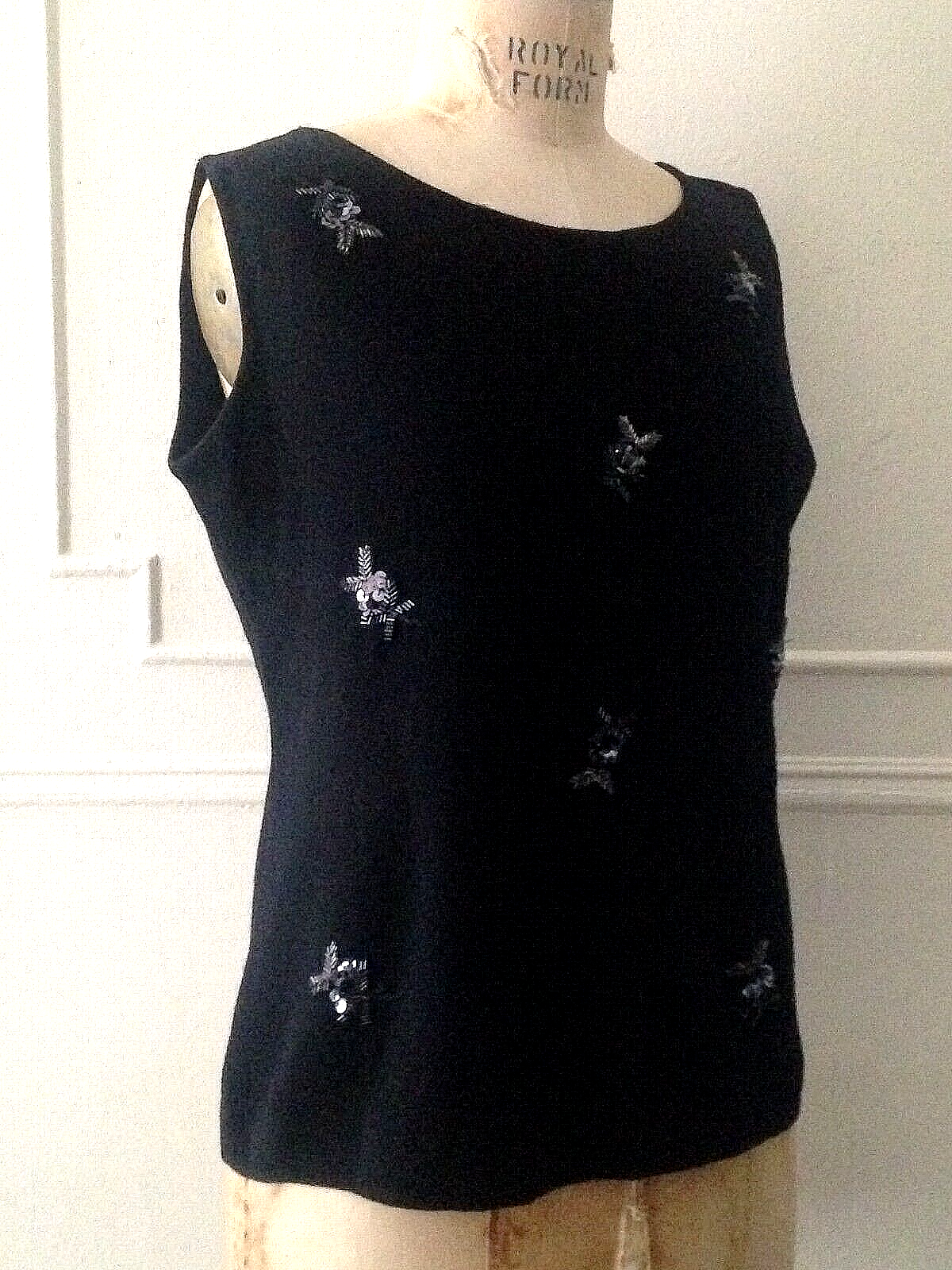 Maglione Vintage XL Anni 90 80 YSL Yves Saint Laurent Variante Ricamo Perline Argento