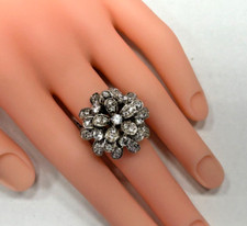Sterling Silver 925 Floral Flower Ring With Cubic Zirconia Size 5