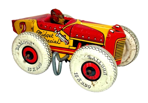 1940'S MARX TIN LITHO WIND UP #2 MIDGET SPECIAL RACE CAR w/ DRIVER