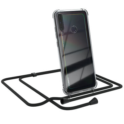 Für Huawei P40 Lite E Handyhülle zum Umhängen Kordel Case Tasche Kette Schwarz