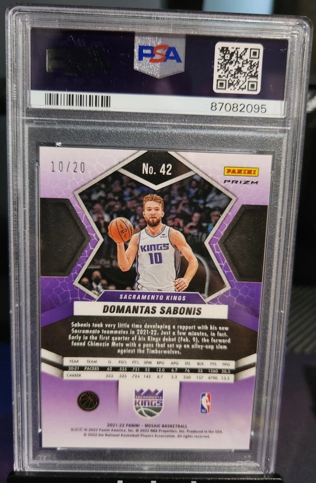 2021 Mosaic Domantas Sabonis Pink Fast Break PSA 9 Mint JERSEY MATCH 10/20 POP 1 - Image 2 of 2