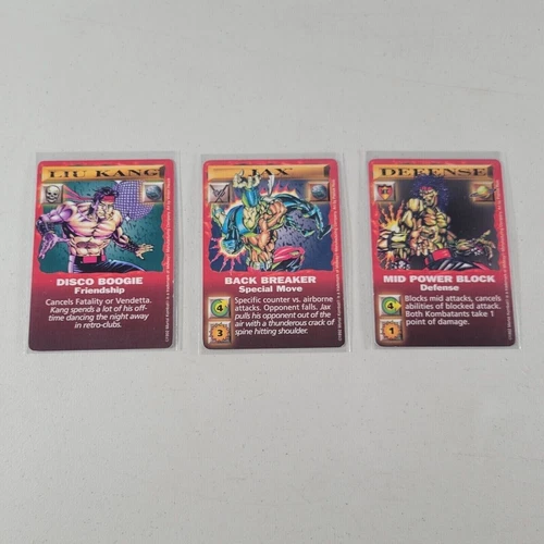 Mortal Kombat Trading Cards 1992 Lui Kang Jax Defense 3 Card Lot