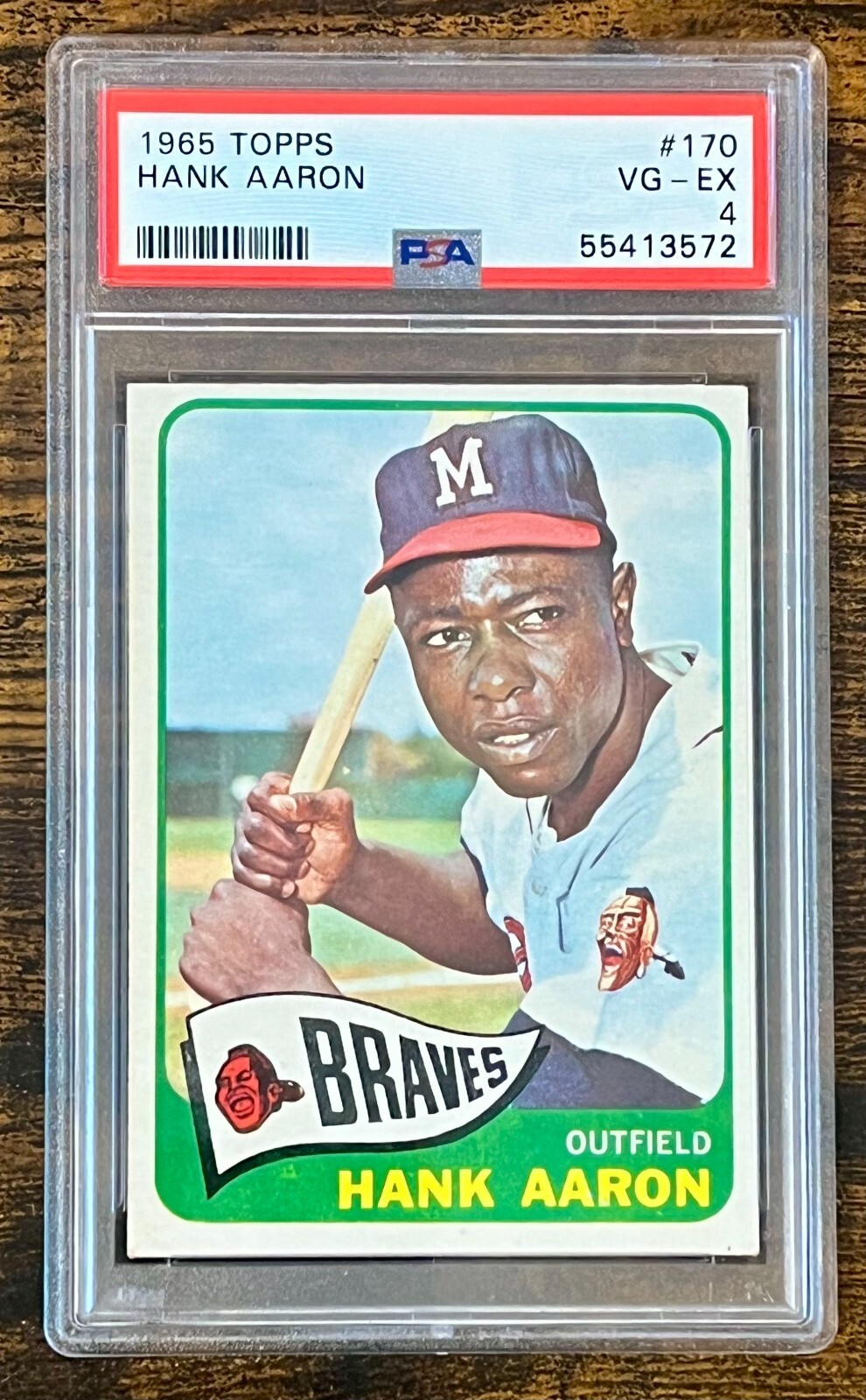 1965 Topps # 170 HANK AARON - PSA 4 VG/EX - HOF BRAVES