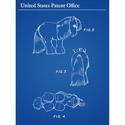 Zacherle Spielzeug Tier 1983 Pony klassische Details Patent Leinwand Wandkunstdruck Poster