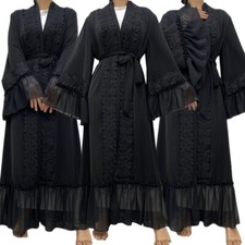 Muslim Abaya Women Open Kimono Dress Kaftan Turkey Robe Islamic Turkey Arab Gown