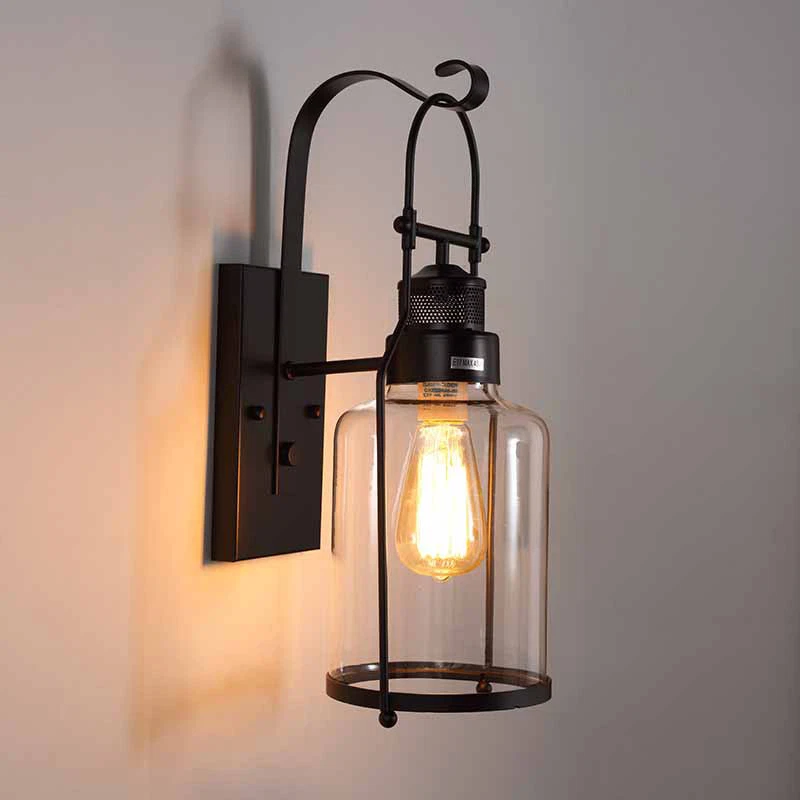 Bedroom Wall Light Hallway Wall Lights Balcony Glass Wall Lamp Black Wall Sconce - Image 4 of 4