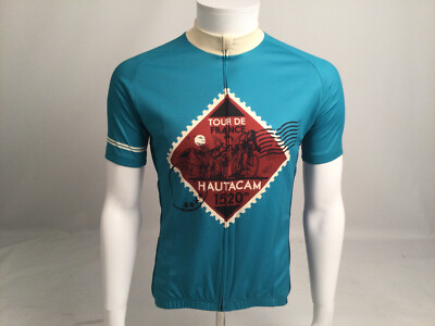 Ride Freflo Mountain Hautacam Blau Retro Radtrikot Grün Large