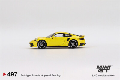 MINI GT 1:64 Porsche 911 Turbo S Racing Yellow Diecast Model car