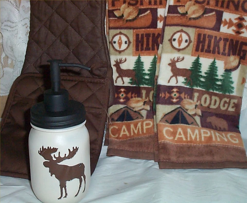 Toallas de cocina de ciervo loción artesanal bomba de jabón con almohadilla caliente 5 piezas Lodge #2 Foto 2 de 2