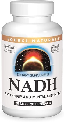 Source Naturals NADH 20 mg 20 Lozenges Peppermint Flavor..Free Shipping