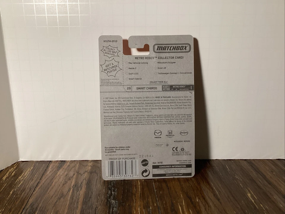 Matchbox Metro Rides Smart Cabrio 29 New In Package Metallic Red - Image 3 of 3