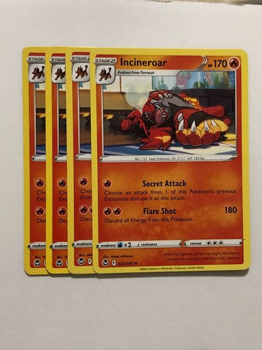 Pokemon Card Silver Tempest 4x Playset Incineroar 032/195 NM