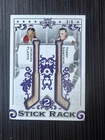 JACQUES PLANTE TERRY SAWCHUK 2021-22 LEAF LUMBER 2 STICK RACK GAME-USED 3/9