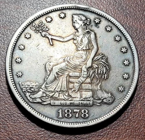 1878-S Trade Dollar EF XF Original Toning No Chops Problem Free Silver Dollar