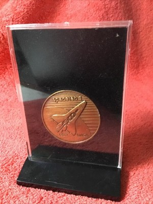 Spacelab 1 EAS NASA Bronze Coin Collectable Space Shuttle Coin in Case & Stand