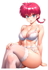 1607 Ranma-Chan Sticker, Made In USA, Laminated, Waifu, Ginger, Curvy