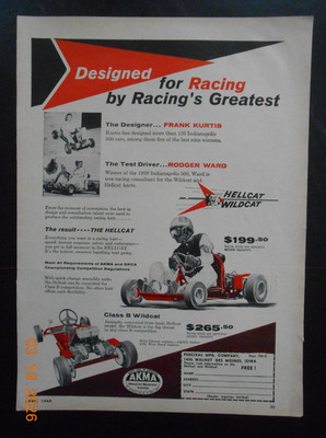 Roger Ward 1959 Indy 500 Winner test drive Frank Kurtis Designer of Go Kart AD