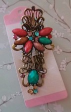 Large Colorful Ornate Design Hair Clip Rhinestones Flower  Butterfly Elegant