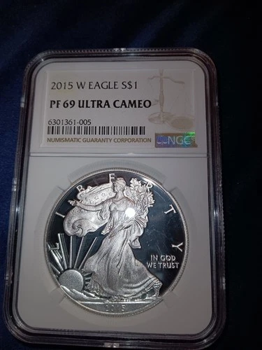 2015-W American Silver Eagle 1 oz PF69 Ultra Cameo NGC Brown Label