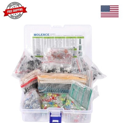 DIY Electronics Components Kit Assortment, Resistors 1818PCS, LED, Triode, Ca...