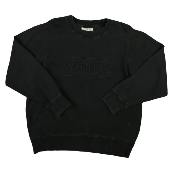 Country Road Jumper Womens SMALL Black Heritage Crew Neck Sweatshirt Size S