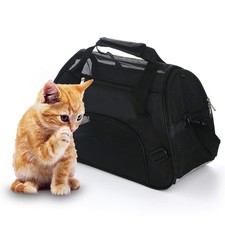MuchL Pet Carrier Soft-Sided Carriers 17.0"L x 9.0"W x 10.5"H, Medium-Black