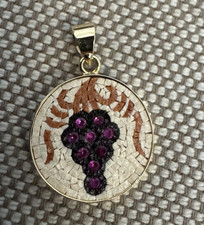 Unique 18K Gold Mini Mosaic Pendant | 9 Red R...