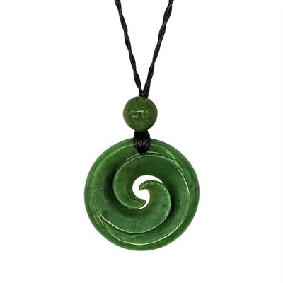 81. Generation Nephrit Jade Halskette Maori Stil Doppel Koru Anhänger Kordel