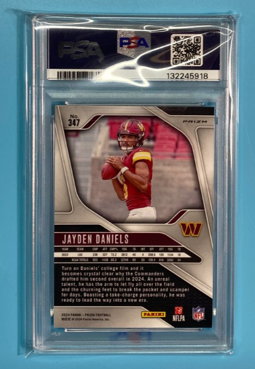 Jayden Daniels - PSA 10 - 2024 Prizm Rookie RC True Silver #347 - Commanders view 2