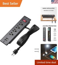 Mountable Power Strip Recessed Power Strip with USB 4 Outlet 2 USB Multiple P...