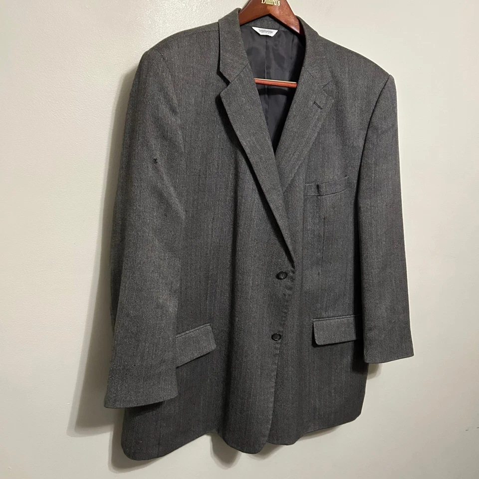 Abrigo Blazer Deportivo Joseph & Feiss Hombre 54L Gris Negro Espiga Lana de Cordero Chaqueta Foto 2 de 4