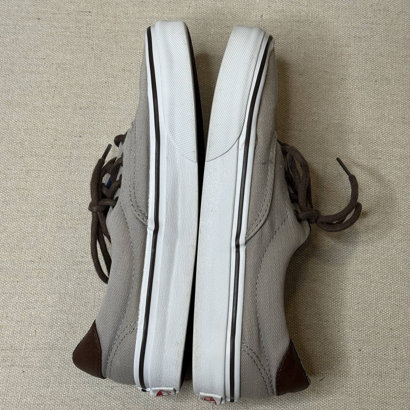 Vans Beige Herringbone Pattern Cloth/Leather Plai… - image 2