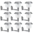 Set of 10 Solar Powered Silver LED Wall Lights – Garden Pathway Safety Lamps