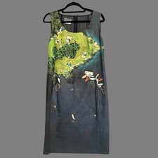 Akris Punto Surfer Print Dress Size 12 Blue Boats Water Coastal Art to Wear
